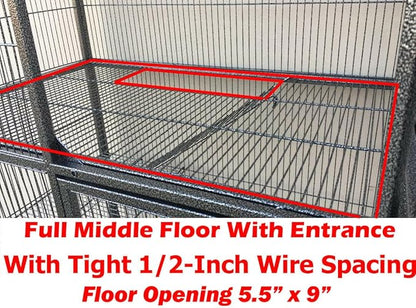 Large Two Full Story Deluxe Double Unit 4-Tiers Tight 1/2-Inch Bar Spacing Durable Front Doors Water Bottle Food Bowl for Feisty Ferret Squirrel Hammock Rat Gerbil Small Animal Critter Rolling Cage