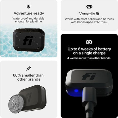 Fi Mini GPS Tracker for Dogs — 12-Month Membership Included — Smart Pet