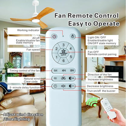 36 Inch Ceiling Fan with Light and Remote Control, 6 Speeds Reversible DC Motor