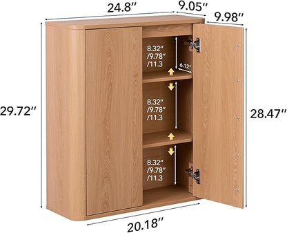 Wall Mounted Storage Cabinet, 2-Door Bathroom Medicine Cabinet