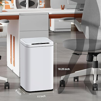 ELPHECO Stainless Steel Office Trash Can Motion Sensor Garbage Can Touchless