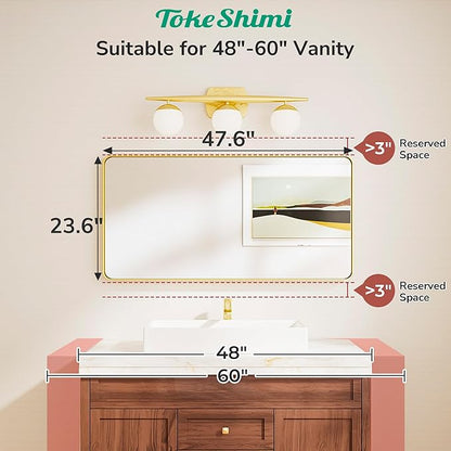 TokeShimi 48x24 Brushed Gold Bathroom Mirror
