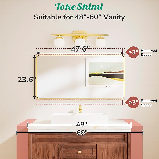 TokeShimi 48x24 Brushed Nickel Bathroom Mirror