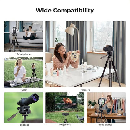K&F CONCEPT Camera Tripod, 75" Lightweight Portable Travel Outdoor DSLR Tripods for Camera Phone Video Recording Tripod Stand, Cellphone Clip for Smartphone Live Streaming Vlog (Grey, 75'')