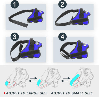 Bolux Dog Harness, No-Pull Reflective Dog Vest, Breathable Adjustable Pet Harness with Handle for Outdoor Walking - No More Pulling, Tugging or Choking (Blue, XS)