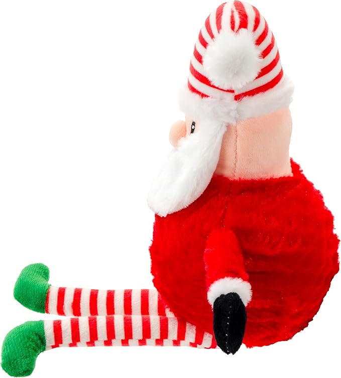 Giftable World Holiday Plush Pet Toy Fun for Christmas Designs with Squeaker Dog Chew Toy (13" Long Legs Santa w/Squeaky Ball)