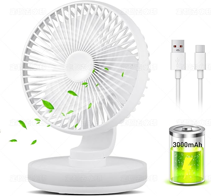 MAWFOZIN Small Desk Fan With Night Light, Auto Oscillating Table Fan With