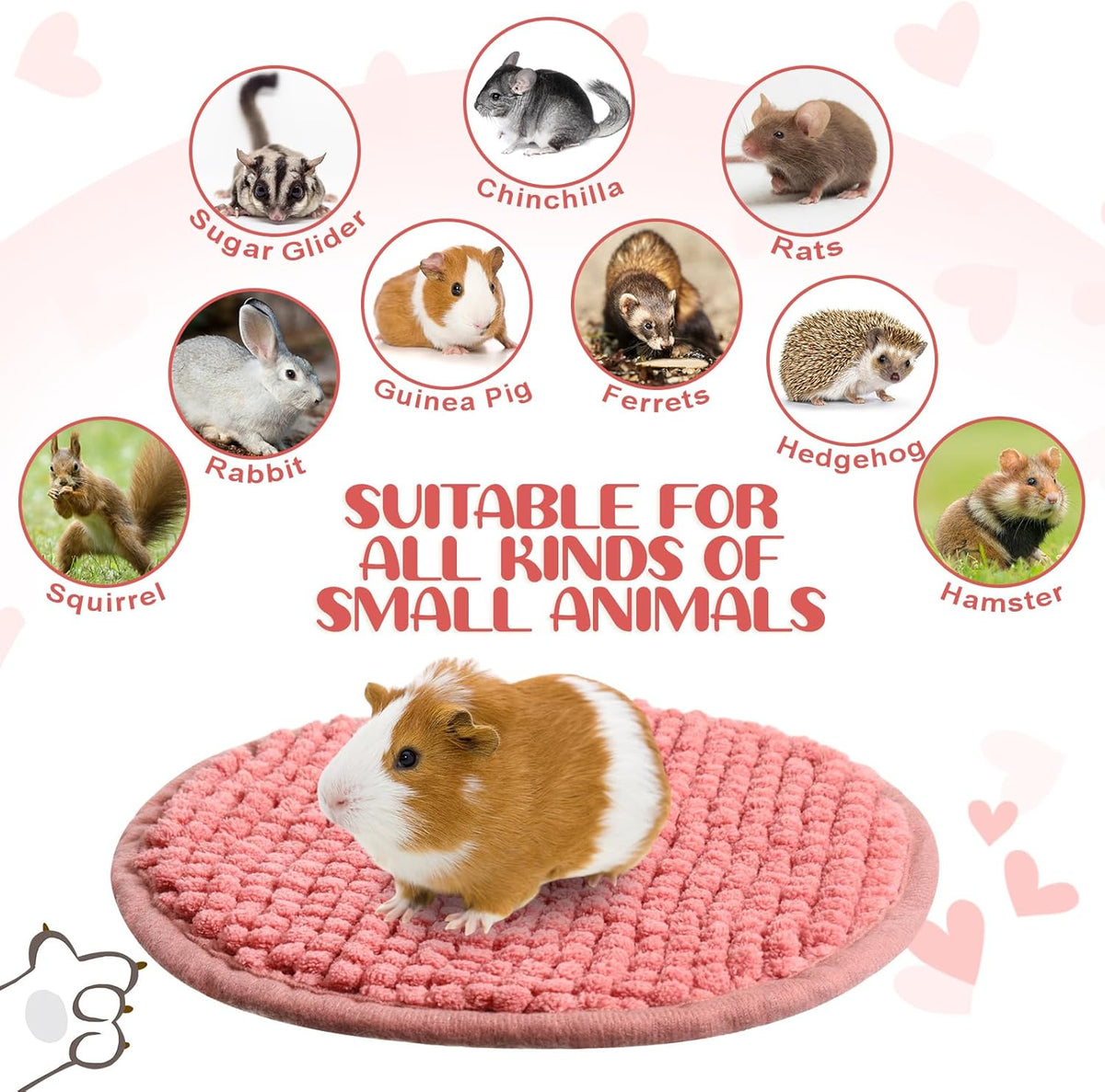 Amylove 4 Pcs Guinea Pig Cage Liner Guinea Pig Bedding Washable Fleece Pee Pads Reusable Small Animals Training Mat Small Animal Sleeping Bed for Bunny Hamster(Mixed Colors,Diameter 7.8 Inch)