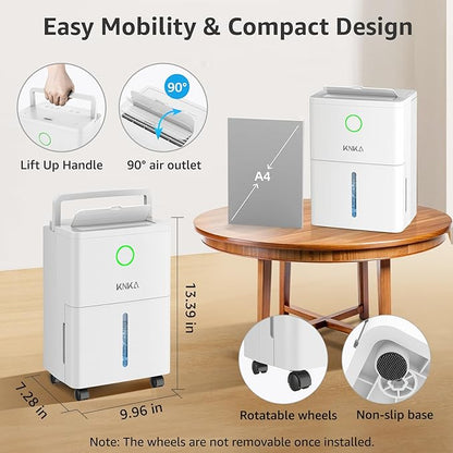 KNKA 1600 sq.ft Dehumidifier for Basement, Max 21 Pint Dehumidifiers for Home