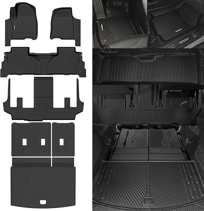 Naibeve Floor Mats for 2025 2026 Chevrolet Suburban/GMC Yukon XL/Cadillac Escalade ESV 7 Seats Bucket Seats - All Weather for Suburban/Yukon XL/Escalade ESV Floor Mats Cargo Mat 3rd Row Backrest Mats