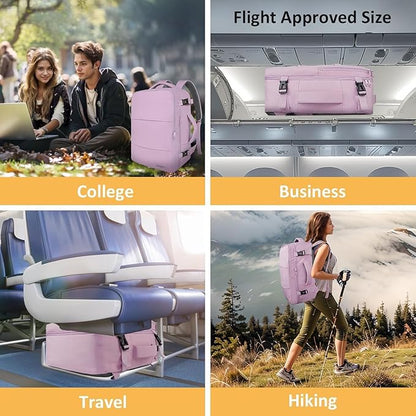 Taygeer Travel Backpack for Men Women, Airline Approved Underseat Personal Item with 17.3 inch Laptop Compartment, TSA Friendly Mochila for Business Hiking Weekend, Carry On Backpack, Orchid Purple