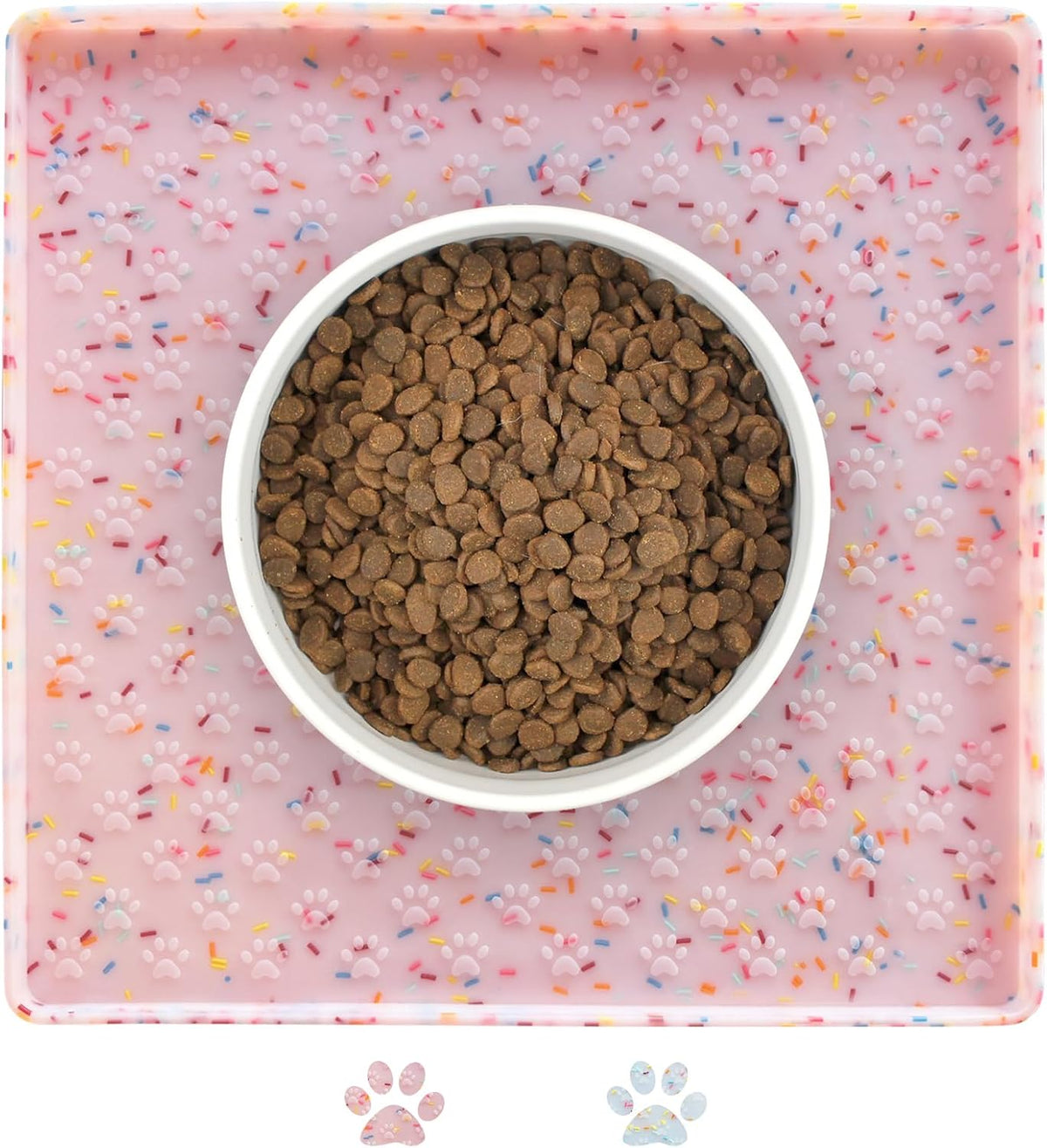 Ptlom Dog Food Mat Anti-Slip Dog Bowl Mats for Food and Water, Waterproof Pet Placemat Prevents Messy Spill to Floor, Silicone Puppy Feeding Tray for Small, Medium and Large Dogs Cats, Pink