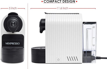 Mixpresso White Espresso Coffee Machine – Compact 1400W Single Serve Coffee
