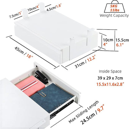 Under Desk Drawer 18", Pull-out Storage Organizer