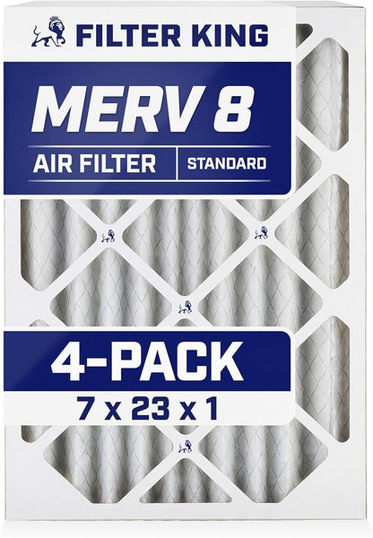 Filter King 7x23x1 Air Filter | 4-PACK | MERV 8 HVAC Pleated A/C Furnace