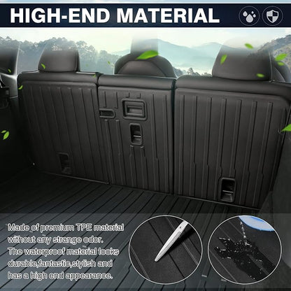 KUST Custom Fit Trunk Mat for 2020-2024 2025 Tesla Model Y Accessories 5 Seater (Not for 7 Seat or Juniper) Cargo Mat Liner Back Seat Protector All Weather Protection Black