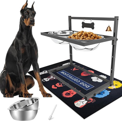 SHAINFUN Elevated Dog Bowls for Large Dogs and Extra Large Sized Dog Raised Dog Bowl Stand Adjustable Height with Two 3000ML(13-14cups) Stainless Steel Dog Food Bowls Metal Elevated Dog Bowl Stand