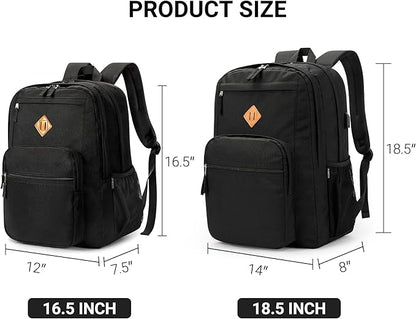 ZORFIN 36L Black Backpack for College, and Travel: Water Resistant Bookbag