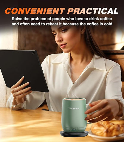 Kepwam Self Heating Coffee Mug T2, 16oz Smart Heated Coffee Mug, 150 Min