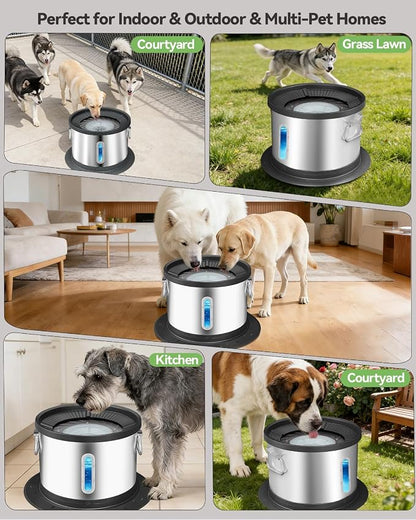 UPSKY 14L No Spill Dog Water Bowl, Spill Proof Slow Drinking for Large Dogs | Extra-large Capacity, 304 Stainless Steel, Dual-suction Anti-slip Base, Floating Disk, Water Window, For Messy Drinkers
