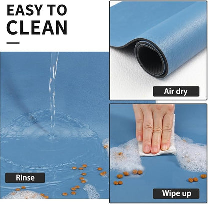 HotLive Dog Food Mat - Absorbent Cat Mat for Food and Water, No Stains Pet Feeding Bowl Mat, Easy to Clean Pet Placemats, Quick Dry Dog Water Dispenser Mat for Messy Drinkers | Paw Blue 16"x 24"