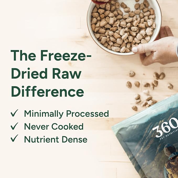 360 Pet Nutrition Freeze-Dried Raw Dog Food – Beef Recipe with Liver & Organs, High Protein with Omega-3s, Fruits, Veggies & Superfoods, Grain-Free, No Fillers 4 x 16 oz Made in USA