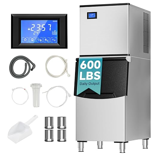 EUHOMY Commercial Ice Maker Machine, 600lbs/24H, Industrial Ice Machine