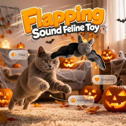 Flying Bat Dog Toy, Flapping Wings Interactive Chirping Pet Teaser, Remote Control Rechargeable Halloween Bat Toy with Catnip Filling, Electric Simulation Flying Motion Toy for Cats Dogs，1pc