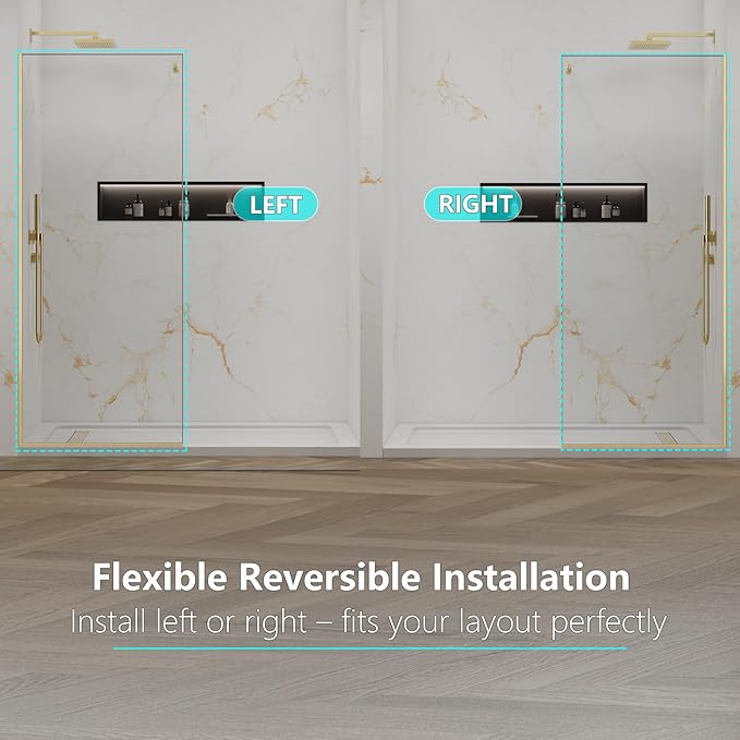 Shower Screen, 3/8" Tempered Glass, Shower Wall Panels, Fix Shower Glass Screen