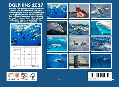 Dolphin Calendar 2027 Monthly Wall Calender 12 Month