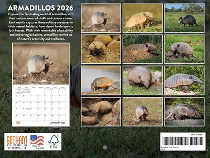 Armadillo Calendar 2026 Monthly Wall Calender 12 Month | American Made In The USA