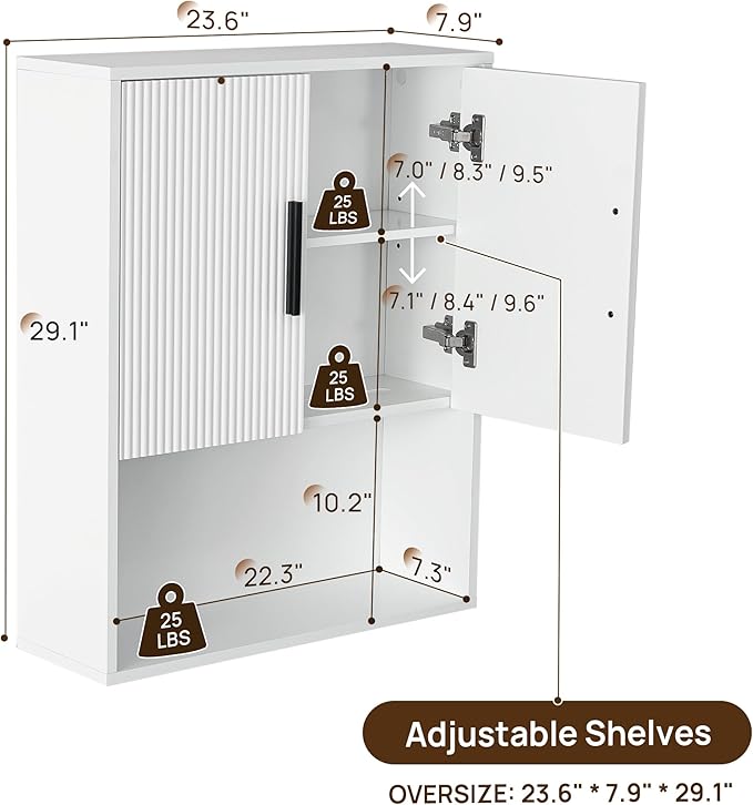 Modern Fluted Bathroom Wall Cabinet