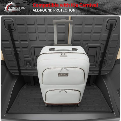 Cargo Mat Compatible with 2022-2025 2026 Kia Carnival & 2025 2026 Carnival Hybrid Trunk Mat Cargo Liner Trunk Liner TPE All Weather Back Seat Cover Protector 2024 Carnival Accessories