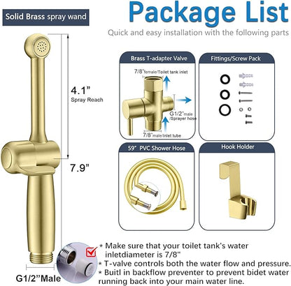 SonTiy Handheld Bidet Toilet Sprayer, Brass Cloth Diaper Sprayer Hand Held