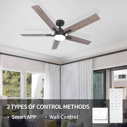 SODSEA Ceiling Fans with Lights, 52 Inch Black Ceiling Fan with Light and