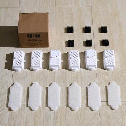 (18 Pack) 6 Sets Ceramic Cat Water Fountain Replacement Filters, Pet Fountain Replacement Filters for 2.2L/74OZ Ceramic Fountain(White)