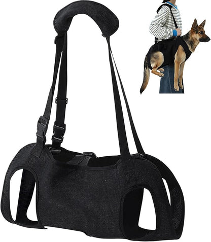 Shinylin Dog Carry Sling Emergency Backpack Pet Legs Support and Rehabilitation Dog Lift Harness Adjustable Lifting Straps Carrier for Senior Dogs Joint Injuries, Arthritis, Hiking, Skiing, Black(XL)