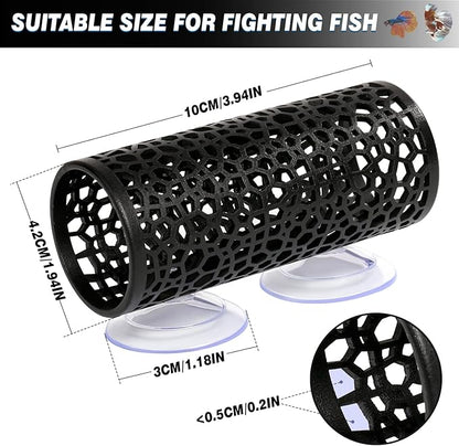 Abizoo Betta Fish Toys - Betta Tunnel Black, Small Hole Hollow Cave, Safer for Small Fish & Shrimp, Aquarium Decor & Hideout Tube