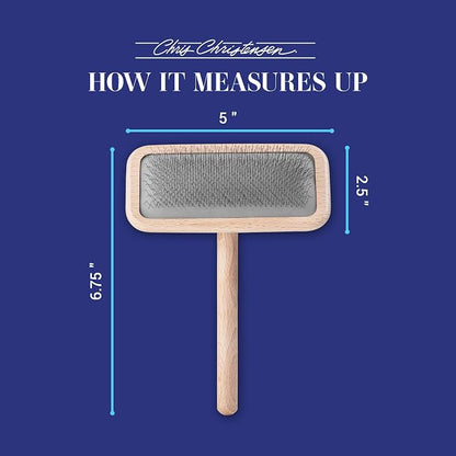 Chris Christensen Mark III Slicker Brush for Dogs, 12mm Pins, Groom Like a Pro, Handcrafted Lightweight Beechwood Ergonomic Handle, Stainless Steel Pins, A5III Medium. Made in Germany.