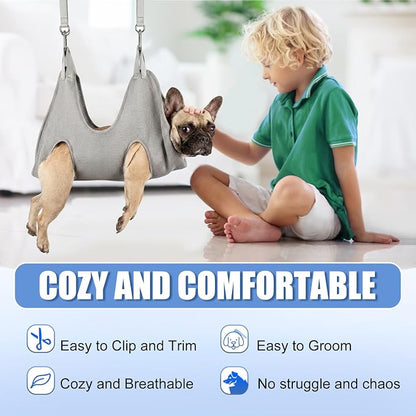 Kkiimatt Dog Grooming Hammock Harness,XXX-Large Silver Grey Grooming Sling for Giant Dogs,Dog Hanger Holder Restraint for Nail Trimming, Hanging Harness Hammock for Nail Clipping