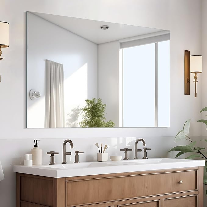 CILIBER Frameless Mirror, 30x40 Inch Rectangle Bathroom Mirrors