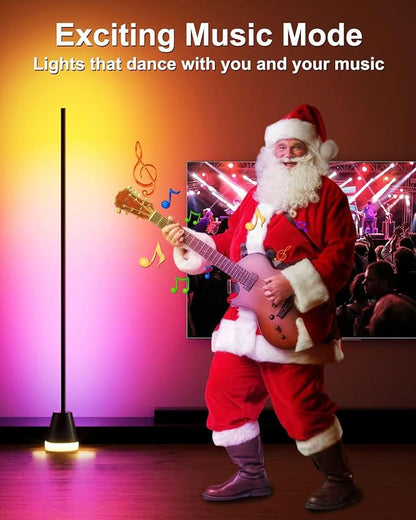 Keepsmile Smart RGB LED Corner Floor Lamp,172 LEDs Bright Standing Lamps for Living Room with APP and Remote,Modern Floor Lamp for Bedroom with Music Sync and 16 Million Colors, Ink Black