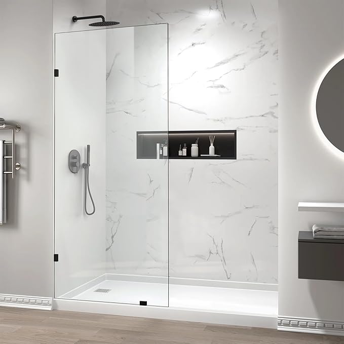 Bathroom Shower Glass Door 34" W×78.75" H, 3/8" Thick Clear Tempered Glass Panel