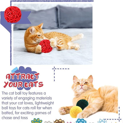 Hungdao 100 Pcs Cat Toys Bulk Plastic Small Crinkle Ball Assorted Cat Balls with Bell for Kitten Chase Pounce Rattle Play Toys, Assorted Color
