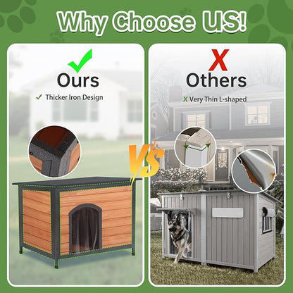 Outdoor Dog House Insulated with Openable Roof Floor for Effortless Cleaning Dog Kennel Weatherproof