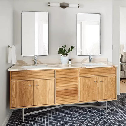 ANDY STAR Chrome Bathroom Mirror, 24”x40” Polished Nickel Rounded Corner