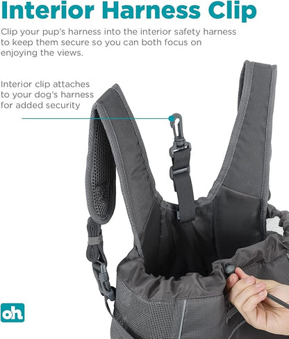 Outward Hound PupPak Dog Front Carrier, Gray, Small, 12" x 11.5" x 7.5" | Hands-Free Pet Backpack, Water-Resistant, Breathable Mesh, Safety Clip, Hiking & Camping, Small Dogs up to 10 lbs