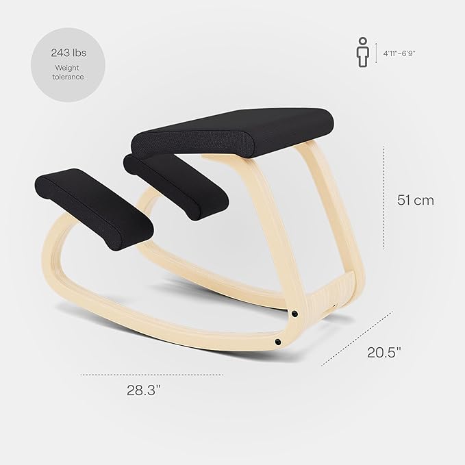 Varier Variable Natural/Black Ergonomic Office Kneeling Chair – Active Sitting, Rocking Seat for Home, Study & Posture Support – 10 Year Quality Guarantee