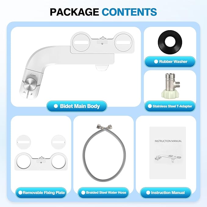 Non-Electric Bidet Attachment for Toilet, Ultra Slim Self-Cleaning Retractable
