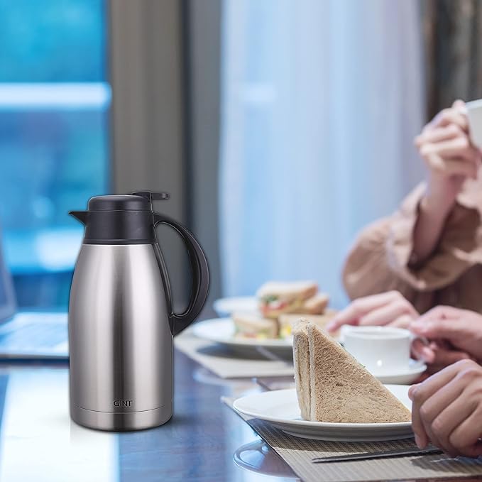 GiNT Stainless Steel Thermal Coffee Carafe, Double Walled Vacuum Water and